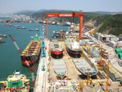 Manufacturing facilities of Hyundai Heavy Industries in Ulsan, South Korea